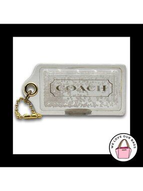 COACH POPPY SNOWGLOBE Hang Tag Bag Charm 3.5" Keychain Fob Lucite Brass X-Large
